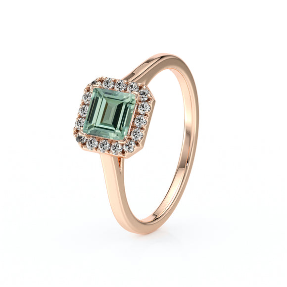 Bague entourage saphir vert et diamant Promets Moi - 11