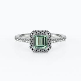 Bague entourage saphir vert et diamant Promets Moi - 1