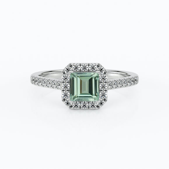 Bague entourage saphir vert et diamant Promets Moi - 1