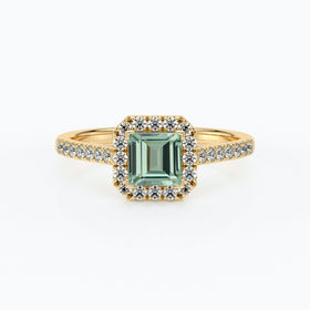 Bague entourage saphir vert et diamant Promets Moi - 1