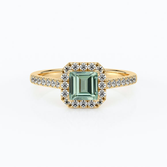 Bague entourage saphir vert et diamant Promets Moi - 1
