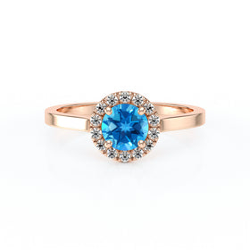 Bague entourage topaze diamant Coup de Foudre - 14