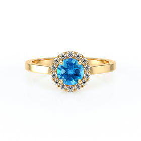 Bague entourage topaze diamant Coup de Foudre - 14