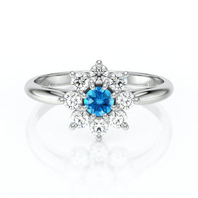 Bague entourage topaze et diamant Marguerite - 1