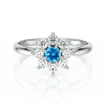 Bague entourage topaze et diamant Marguerite - 1