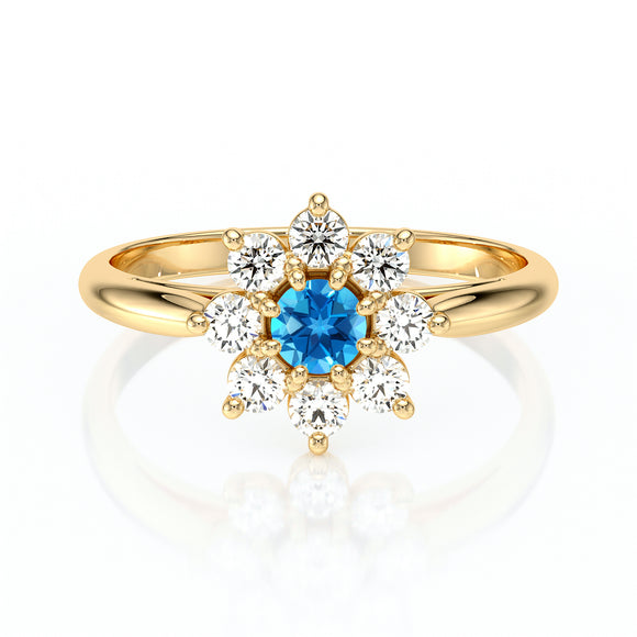 Bague entourage topaze et diamant Marguerite - 1