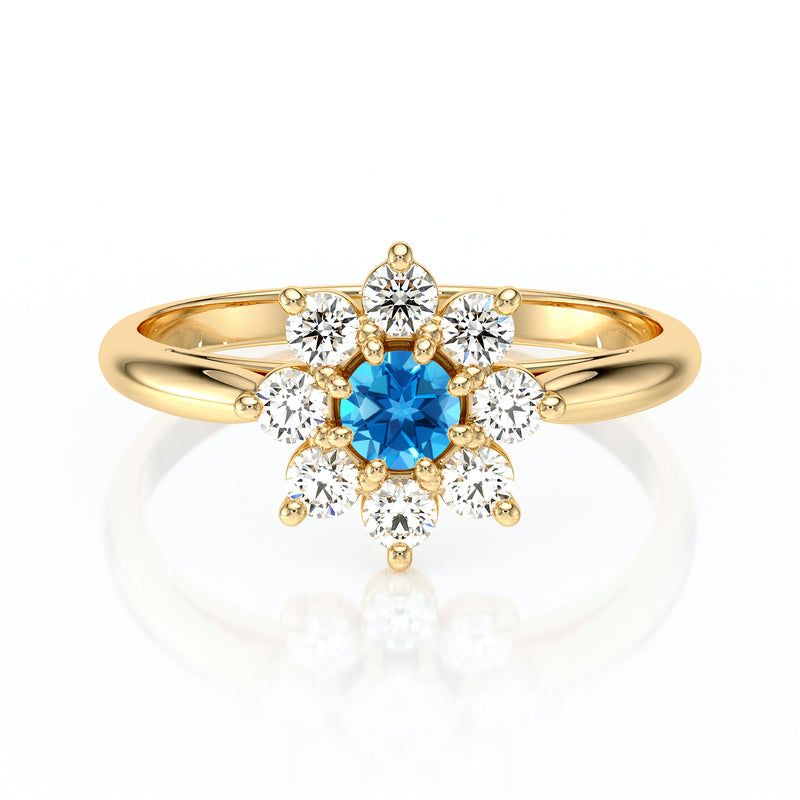 Bague entourage topaze et diamant Marguerite - 1