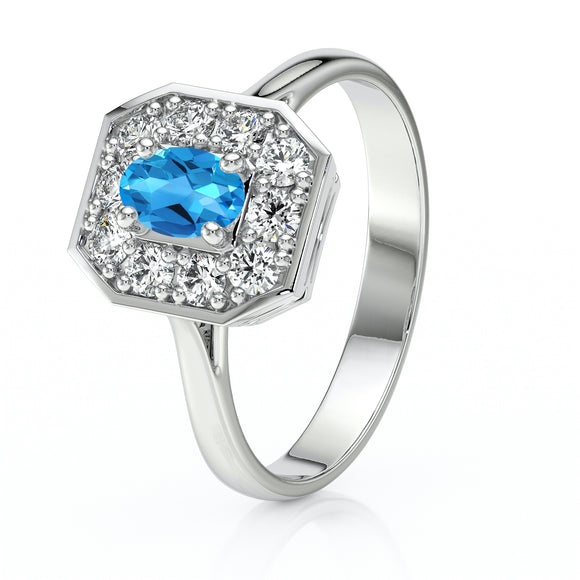 Bague entourage topaze et diamant Pour la Vie - 5