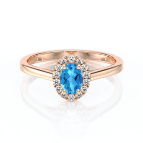 Bague entourage topaze et diamant Promets Moi - 5