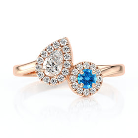 Bague entourage topaze et diamant Toi et Moi