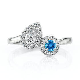 Bague entourage topaze et diamant Toi et Moi