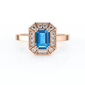 Bague entourage topaze et diamant Coup de Foudre - 11