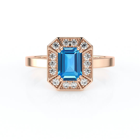 Bague entourage topaze et diamant Coup de Foudre - 11