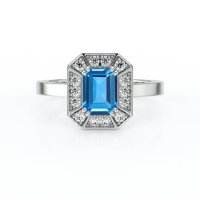 Bague entourage topaze et diamant Coup de Foudre - 11