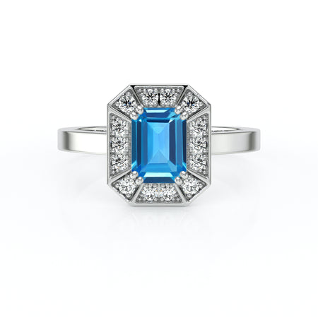 Bague entourage topaze et diamant Coup de Foudre - 11