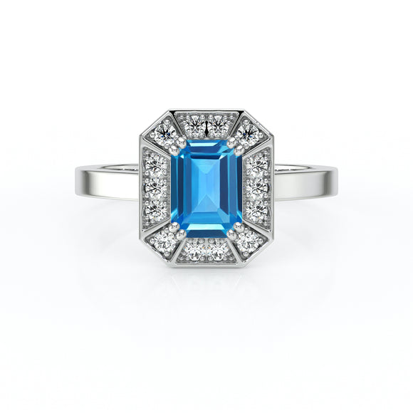 Bague entourage topaze et diamant Coup de Foudre - 11