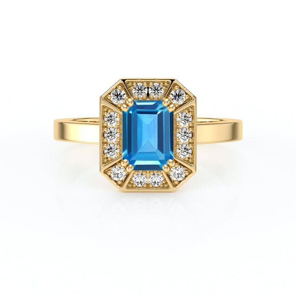 Bague entourage topaze et diamant Coup de Foudre - 11