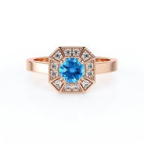 Bague entourage topaze et diamant Coup de Foudre - 12