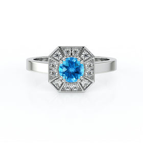 Bague entourage topaze et diamant Coup de Foudre - 12