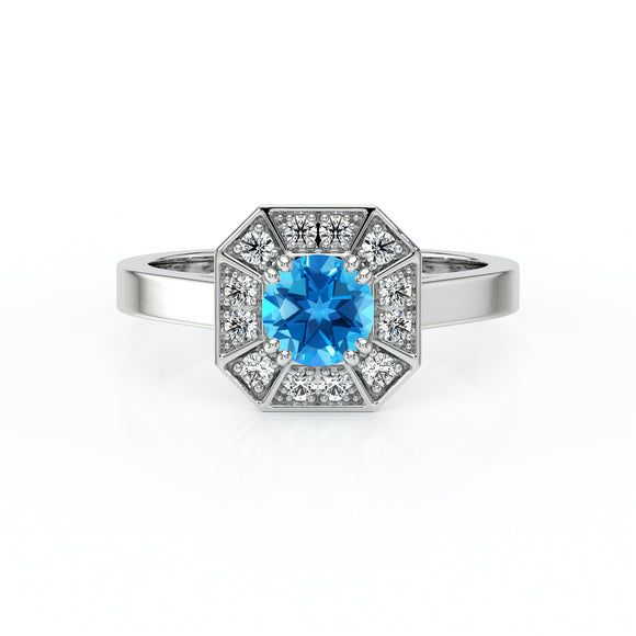 Bague entourage topaze et diamant Coup de Foudre - 12