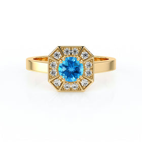 Bague entourage topaze et diamant Coup de Foudre - 12