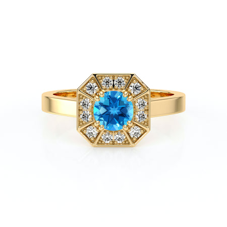 Bague entourage topaze et diamant Coup de Foudre - 12