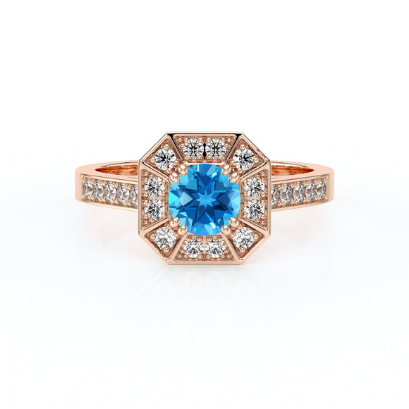 Bague entourage topaze et diamant Coup de Foudre - 13