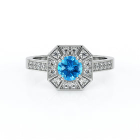 Bague entourage topaze et diamant Coup de Foudre - 13