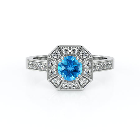Bague entourage topaze et diamant Coup de Foudre - 13