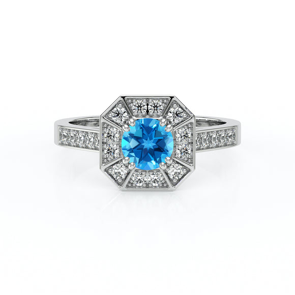Bague entourage topaze et diamant Coup de Foudre - 13