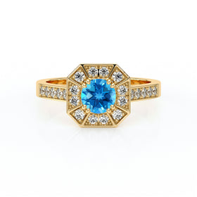 Bague entourage topaze et diamant Coup de Foudre - 13