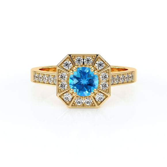 Bague entourage topaze et diamant Coup de Foudre - 13