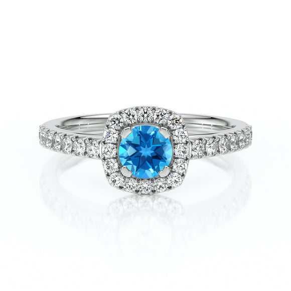 Bague entourage topaze et diamant Coup de Foudre - 1
