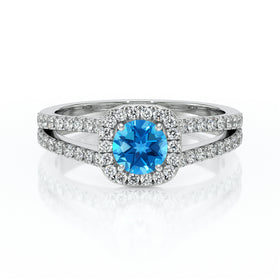Bague entourage topaze et diamant Coup de Foudre - 2