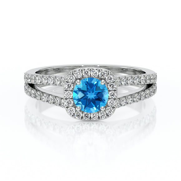 Bague entourage topaze et diamant Coup de Foudre - 2