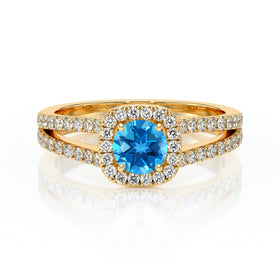 Bague entourage topaze et diamant Coup de Foudre - 2