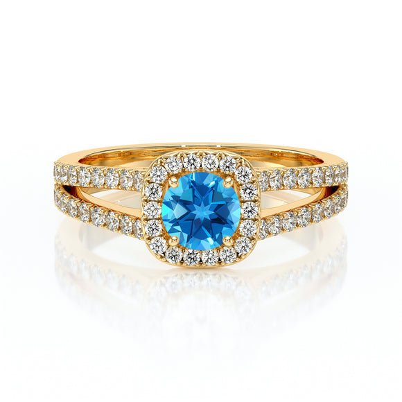 Bague entourage topaze et diamant Coup de Foudre - 2