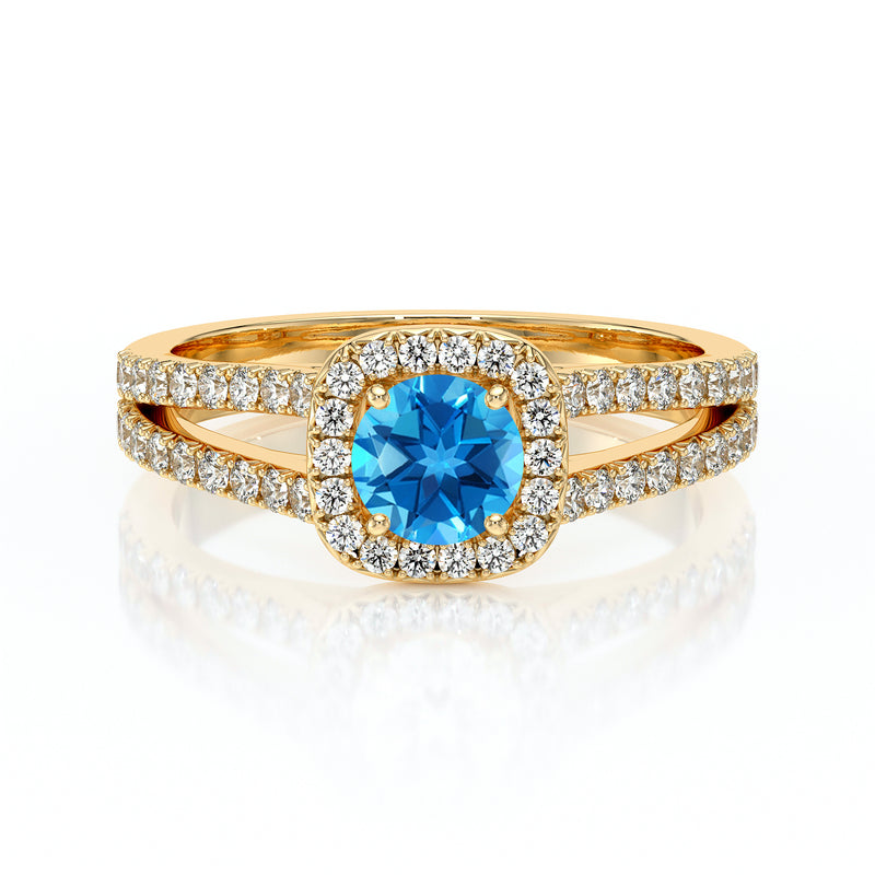 Bague entourage topaze et diamant Coup de Foudre - 2