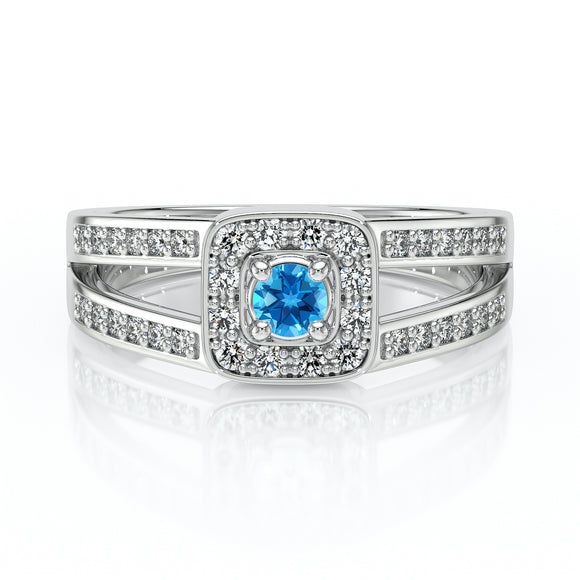 Bague entourage topaze et diamant Coup de Foudre - 3