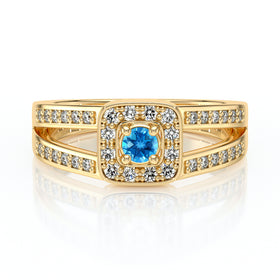 Bague entourage topaze et diamant Coup de Foudre - 3