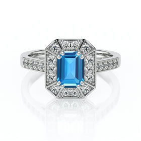 Bague entourage topaze et diamant Coup de Foudre - 6