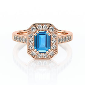 Bague entourage topaze et diamant Coup de Foudre - 6