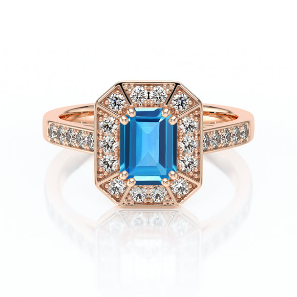 Bague entourage topaze et diamant Coup de Foudre - 6