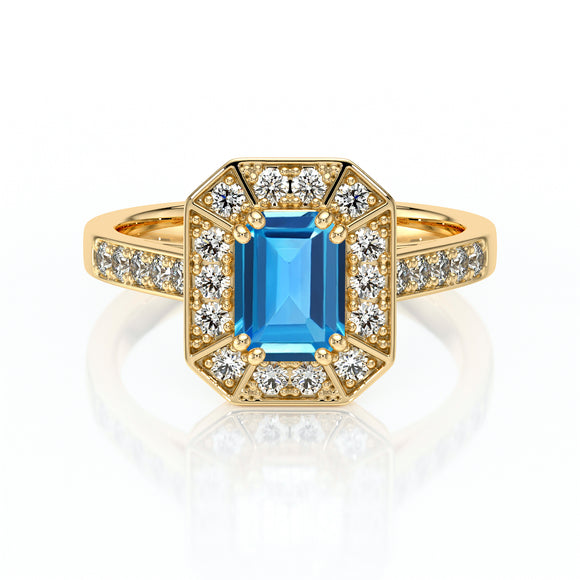 Bague entourage topaze et diamant Coup de Foudre - 6