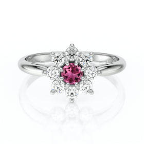 Bague entourage tourmaline et diamant Marguerite - 1