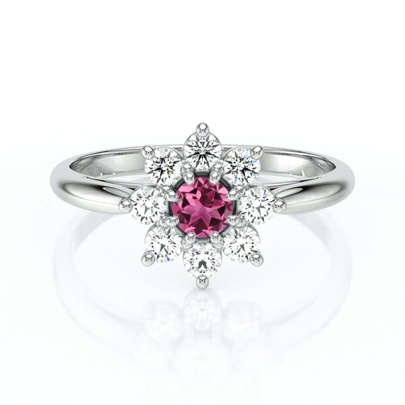Bague entourage tourmaline et diamant Marguerite - 1