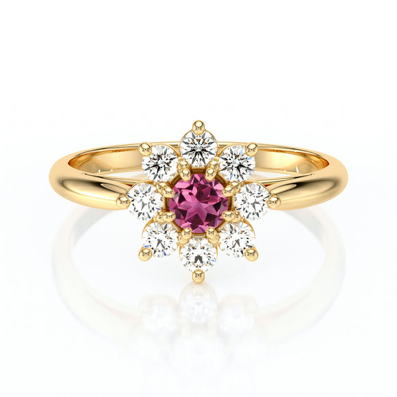 Bague entourage tourmaline et diamant Marguerite - 1