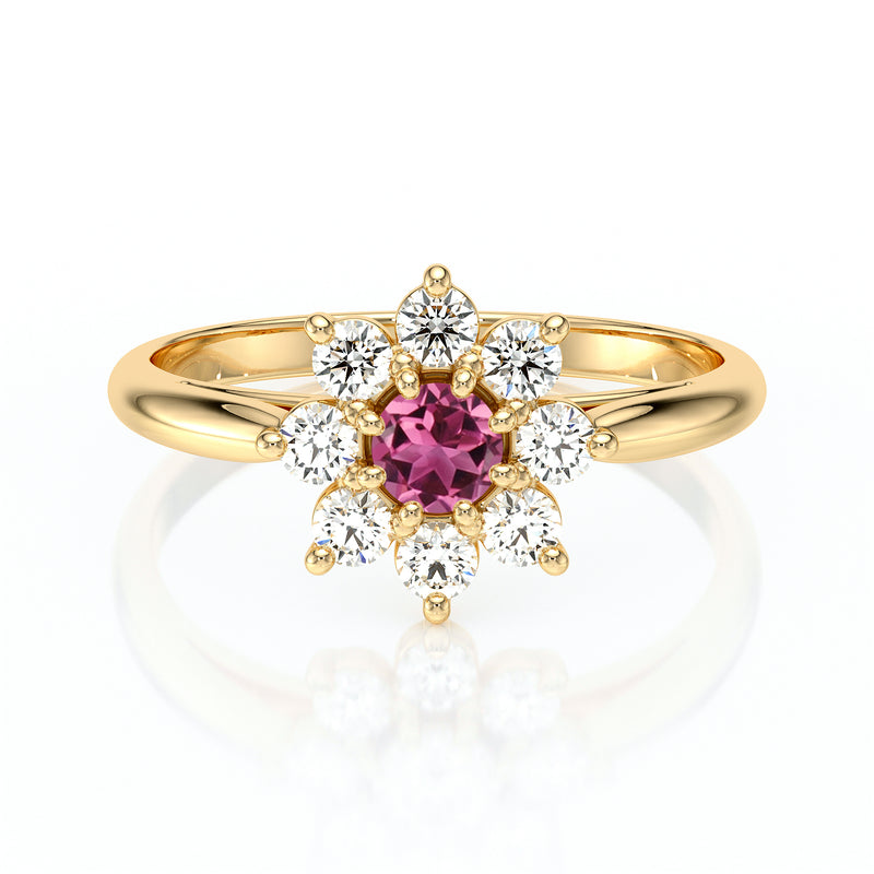 Bague entourage tourmaline et diamant Marguerite - 1