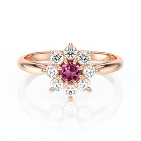 Bague entourage tourmaline et diamant Marguerite - 1