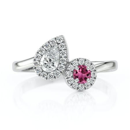 Bague entourage tourmaline et diamant Toi et Moi